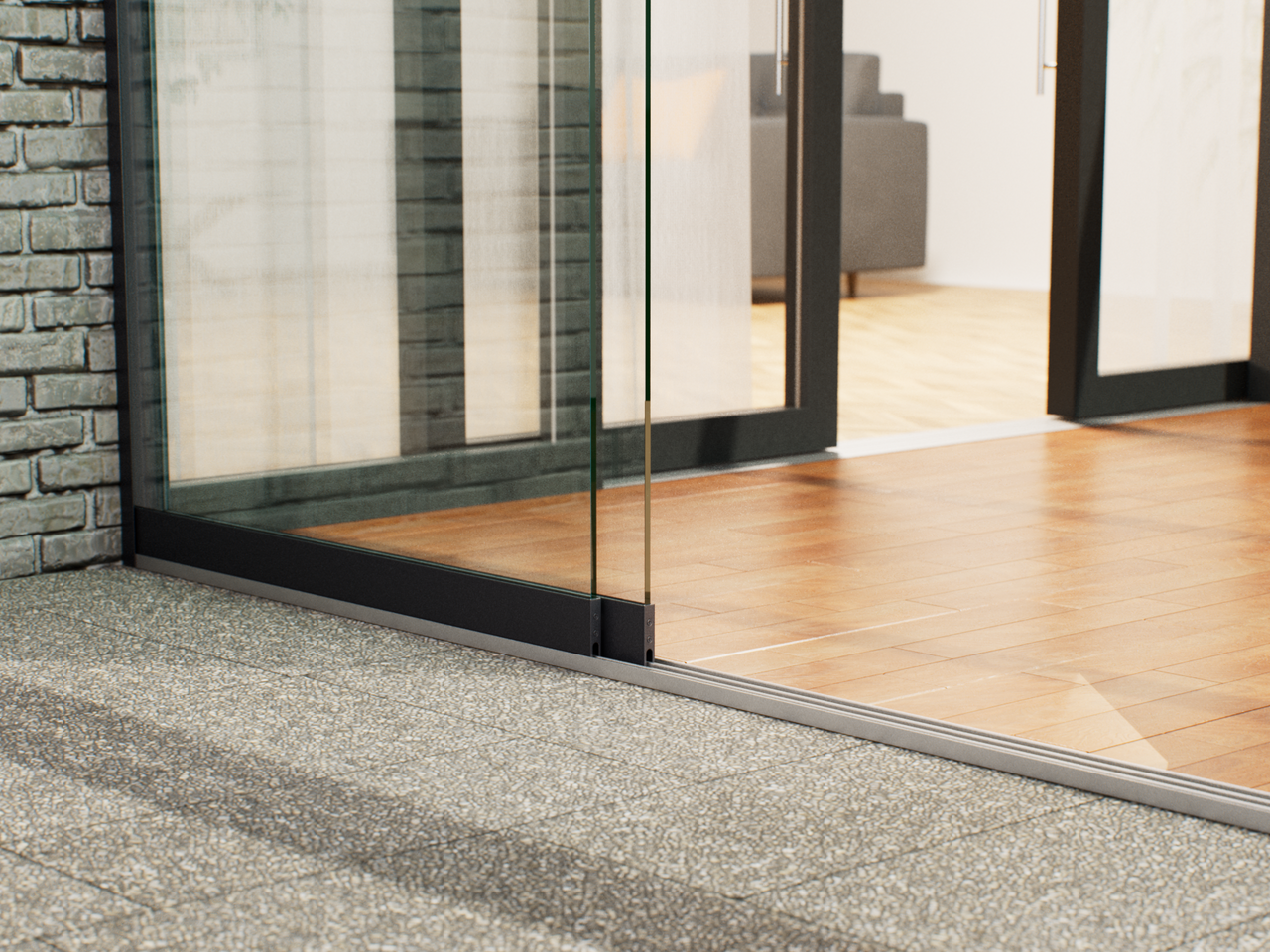 Glazen Schuifwand tot 1780 mm breed (3-Rail | 2 Glazen)