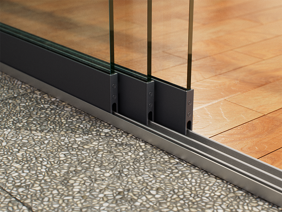 Glazen Schuifwand tot 1780 mm breed (3-Rail | 2 Glazen)