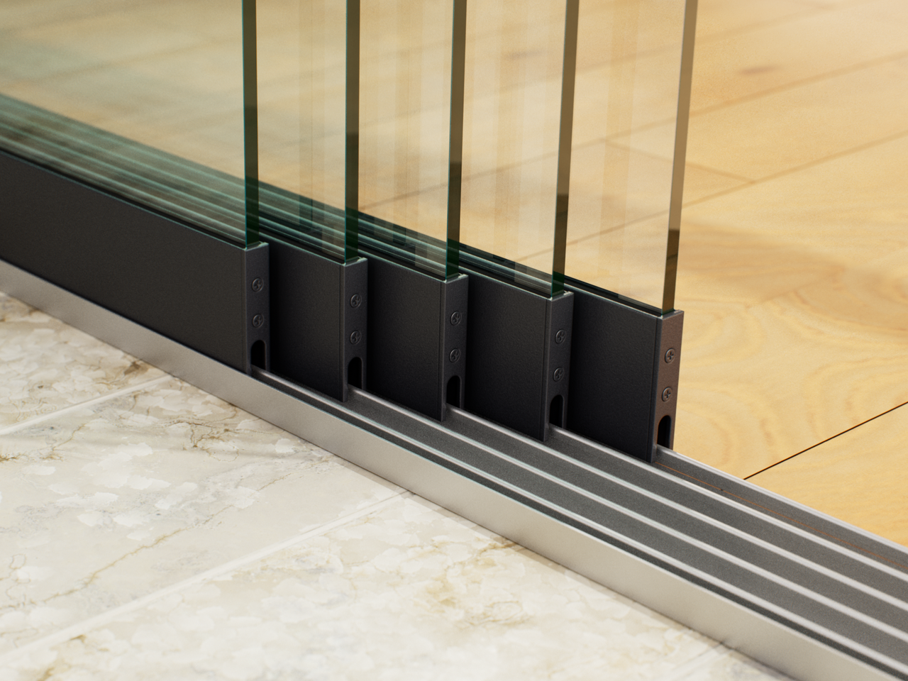 Glazen Schuifwand tot 5000mm breed (5-Rail)