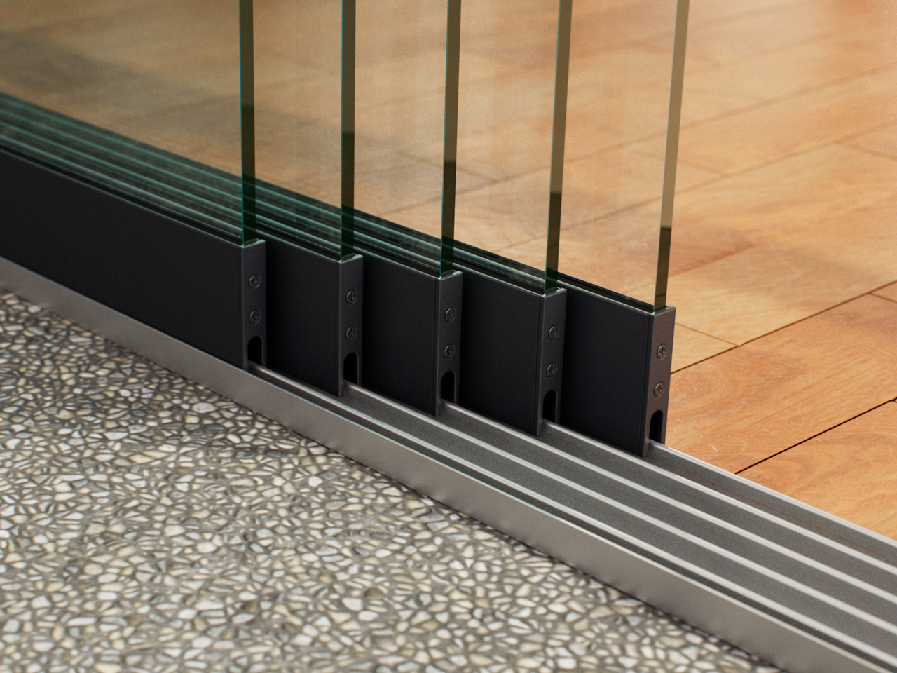 Glazen Schuifwand tot 5000mm breed (5-Rail)