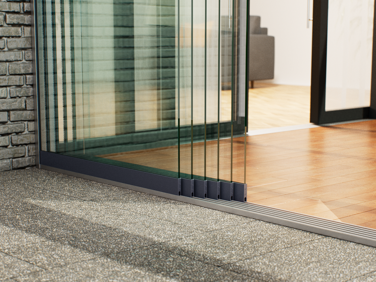 Glazen Schuifwand tot 1780 mm breed (3-Rail | 2 Glazen)